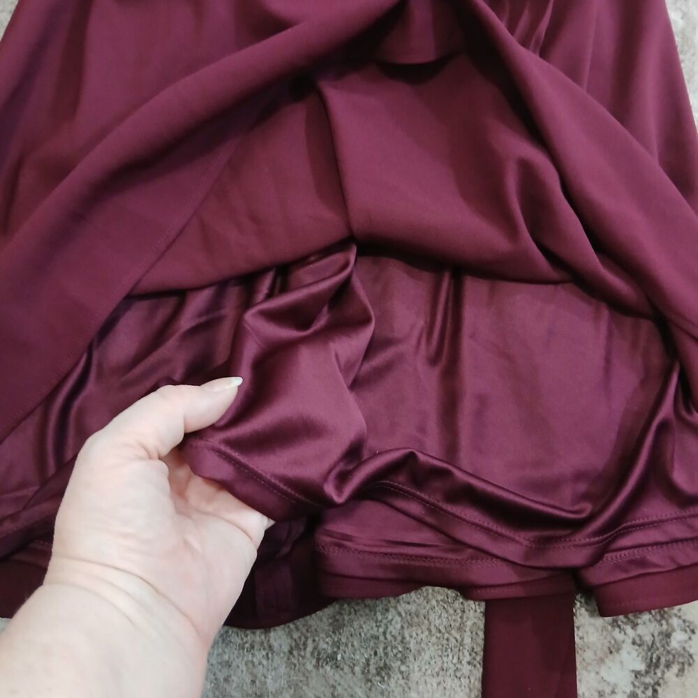 NWT Chelsea Rose Women's Size 16 Wine Burgundy Sleeveless Tie Waist A-Line Dress - Picture 14 of 16